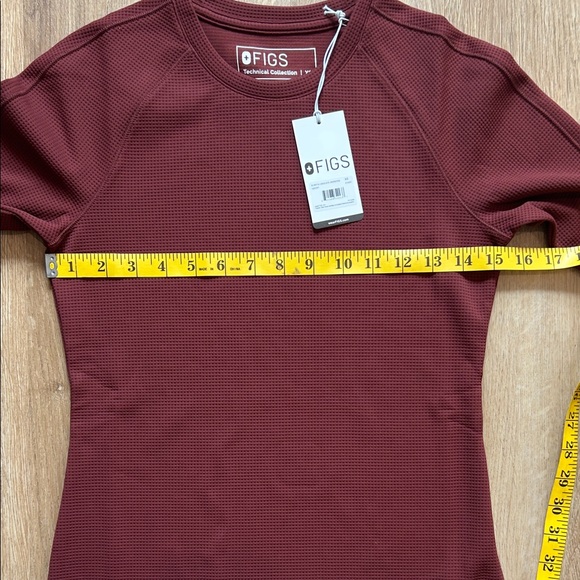 Figs Maroon Long Sleeve Waffle Top XS - Picture 5 of 7